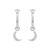 Thumbnail Image 2 of Diamond Accent Crescent Moon Dangle Hoop Earrings in Sterling Silver