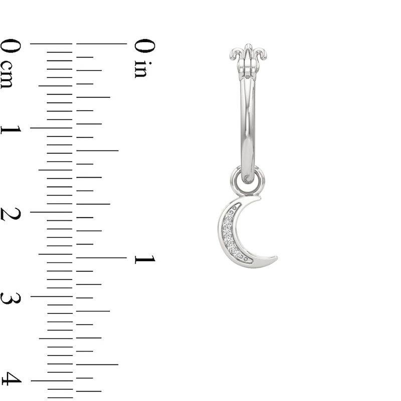 Main Image 3 of Diamond Accent Crescent Moon Dangle Hoop Earrings in Sterling Silver