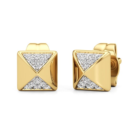 1/20 CT. T.w. Diamond Spike Stud Earrings in Sterling Silver with 24K Gold Plate