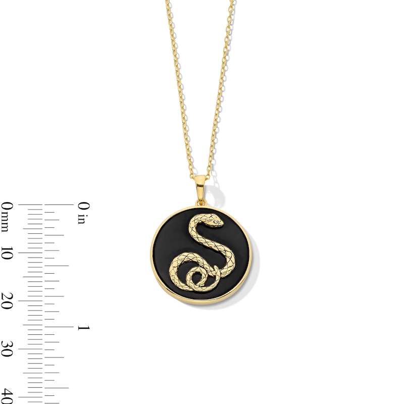 Main Image 4 of 20.0mm Onyx Snake Medallion Pendant in Sterling Silver with 18K Gold Plate