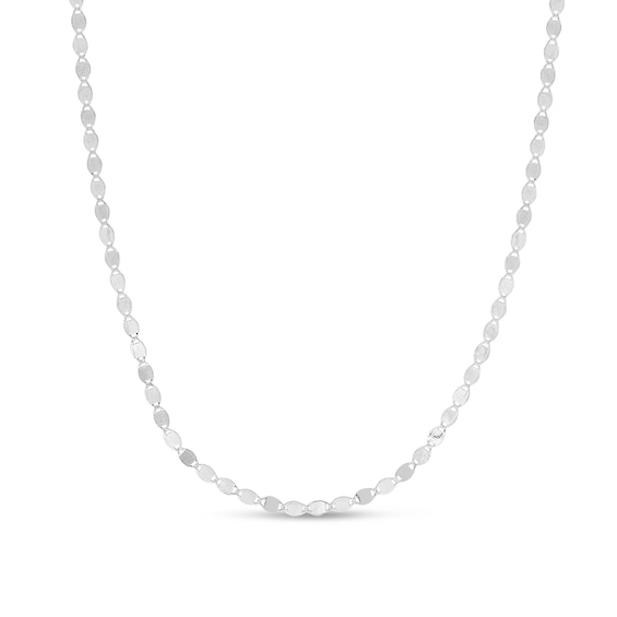 2.2mm Mirror Chain Necklace in Solid 14K White Gold - 24"