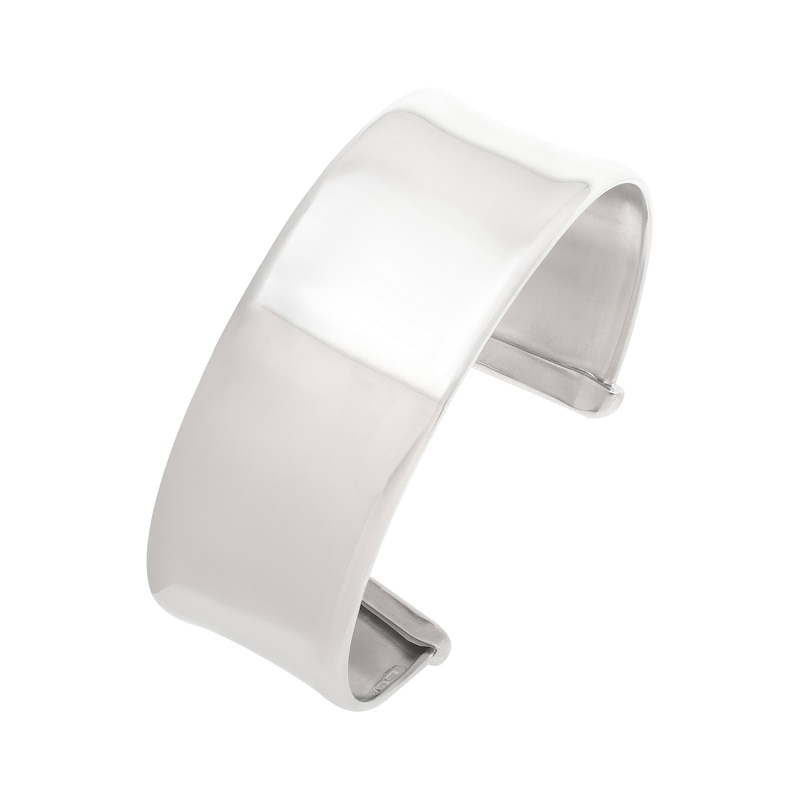Main Image 1 of 25.0mm Concave Open Cuff Bangle in Sterling Silver - 8.0"