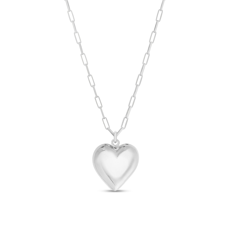 Main Image 1 of Puff Heart Pendant in Sterling Silver