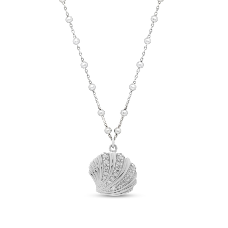 Main Image 1 of Textured Seashell Necklace in Sterling Silver