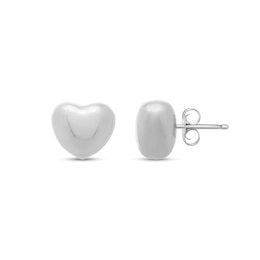 Puff Heart Stud Earrings in Sterling Silver