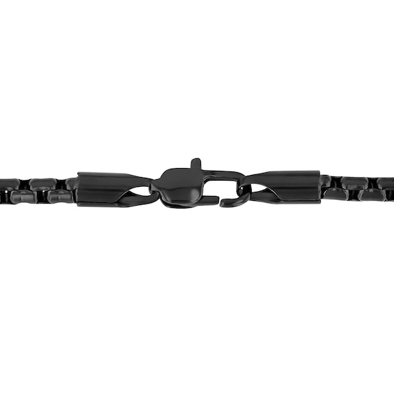 Black Spinel Cross Pendant in Solid Stainless Steel with Black and Rose Ion Plate - 24"
