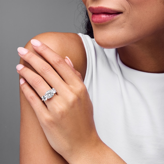 3 CT. T.w. Certified Lab-Grown Diamond Three Stone Engagement Ring in 14K White Gold (F/Vs2)