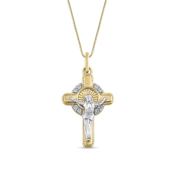 1/8 CT. T.w. Diamond Crucifix Pendant in 10K Two-Tone Gold - 22"