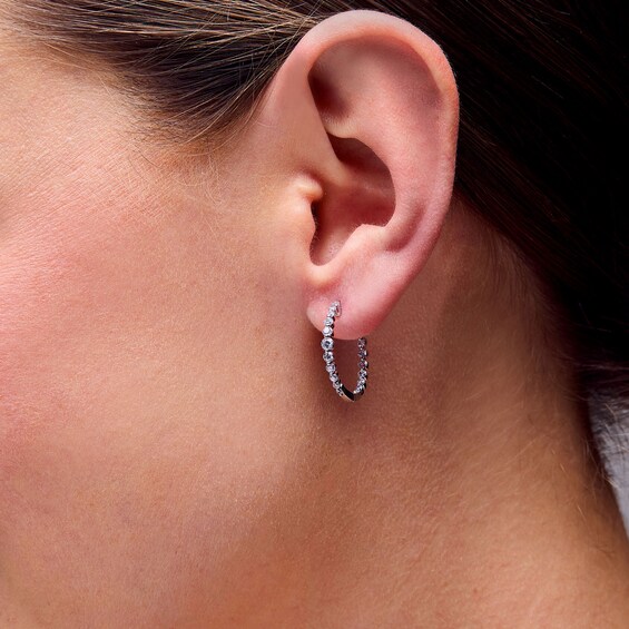 1 CT. T.w. Lab-Grown Diamond Inside-Out Hoop Earrings in 10K White Gold (F/Si2)