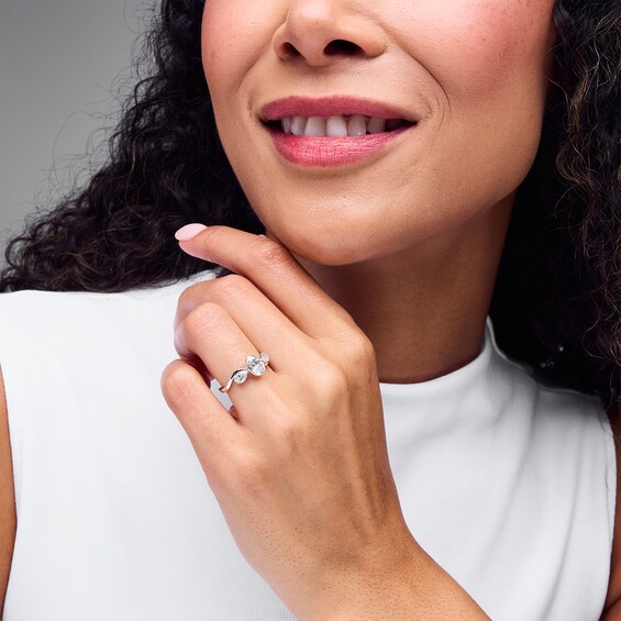 1-1/2 CT. T.w. Oval and Pear-Shaped Certified Lab-Grown Diamond Three Stone Engagement Ring in 14K White Gold (F/Vs2)