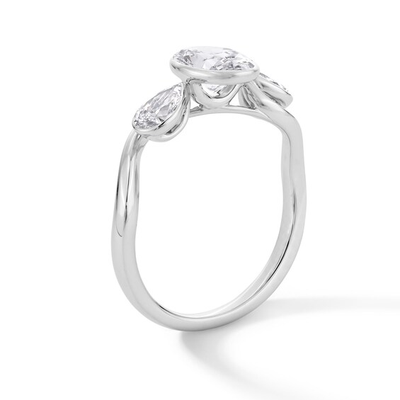 1-1/2 CT. T.w. Oval and Pear-Shaped Certified Lab-Grown Diamond Three Stone Engagement Ring in 14K White Gold (F/Vs2)