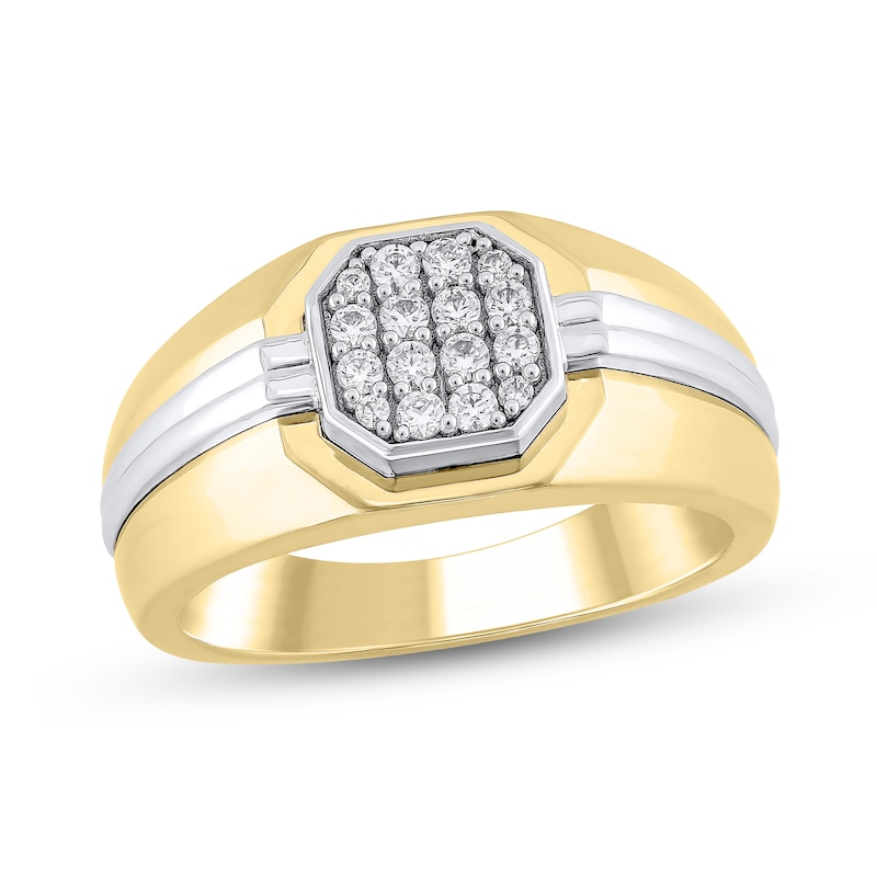 Main Image 1 of 1/4 CT. T.W. Octagon-Shaped Multi-Diamond Ring in 10K Two-Tone Gold
