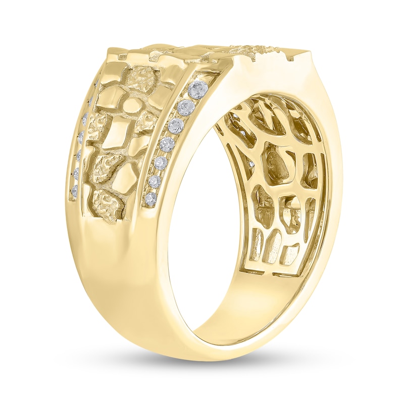 Main Image 2 of 1/4 CT. T.W. Diamond Edge Octagon-Top Nugget Ring in 10K Gold