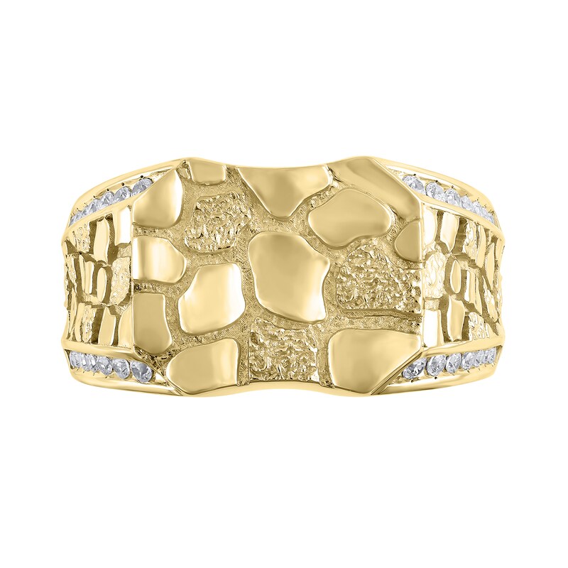 Main Image 3 of 1/4 CT. T.W. Diamond Edge Octagon-Top Nugget Ring in 10K Gold