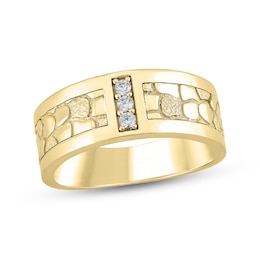 1/10 CT. T.W. Diamond Three Stone Nugget Band in 10K Gold