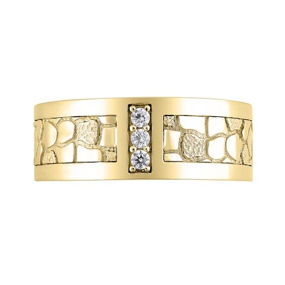 1/10 CT. T.w. Diamond Three Stone Nugget Band in 10K Gold