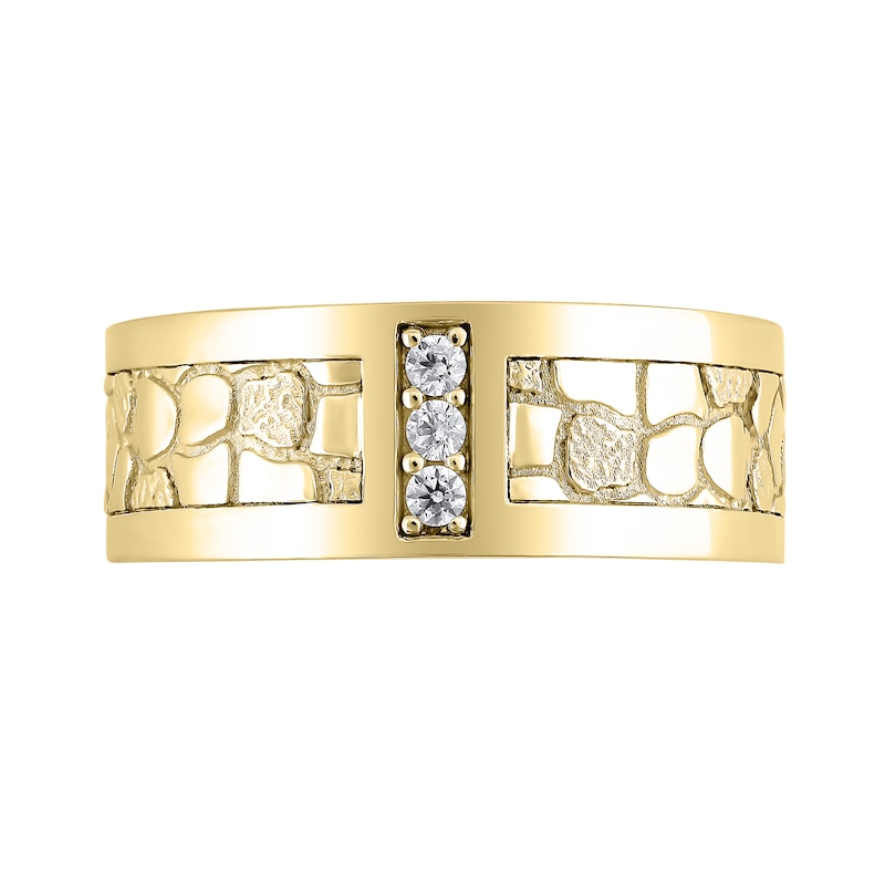 Main Image 3 of 1/10 CT. T.W. Diamond Three Stone Nugget Band in 10K Gold