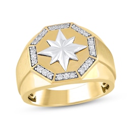 1/4 CT. T.W. Diamond North Star Octagon-Top Ring in 10K Two-Tone Gold