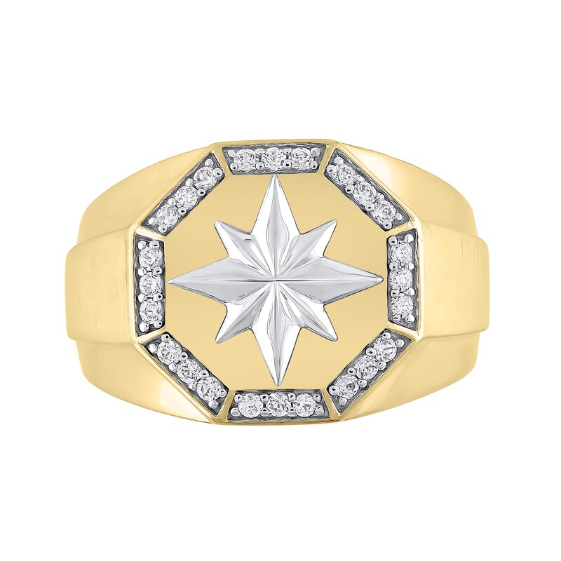 Main Image 3 of 1/4 CT. T.W. Diamond North Star Octagon-Top Ring in 10K Two-Tone Gold