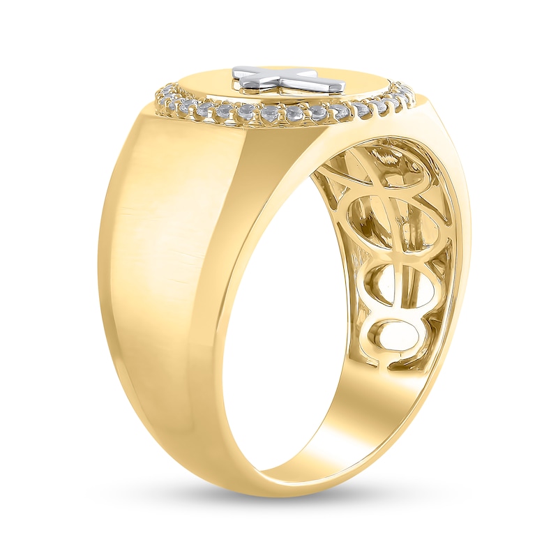 Main Image 2 of 1/4 CT. T.W. Diamond Frame Cross Ring in 10K Two-Tone Gold