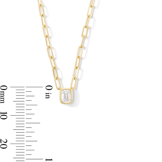1/3 CT. Emerald-Cut Certified Lab-Grown Diamond Solitaire Necklace in Sterling Silver with 14K Gold Plate (F/Vs2)