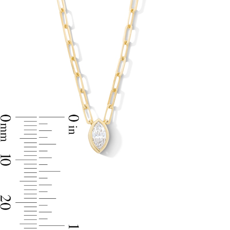 Main Image 3 of 1/3 CT. Marquise-Cut Certified Lab-Grown Diamond Solitaire Necklace in Sterling Silver with 14K Gold Plate (F/VS2)