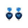 Thumbnail Image 1 of London and Swiss Blue Topaz Double Heart Drop Earrings in Sterling Silver