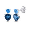 Thumbnail Image 3 of London and Swiss Blue Topaz Double Heart Drop Earrings in Sterling Silver