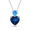 Thumbnail Image 1 of London and Swiss Blue Topaz Double Heart Drop Pendant in Sterling Silver