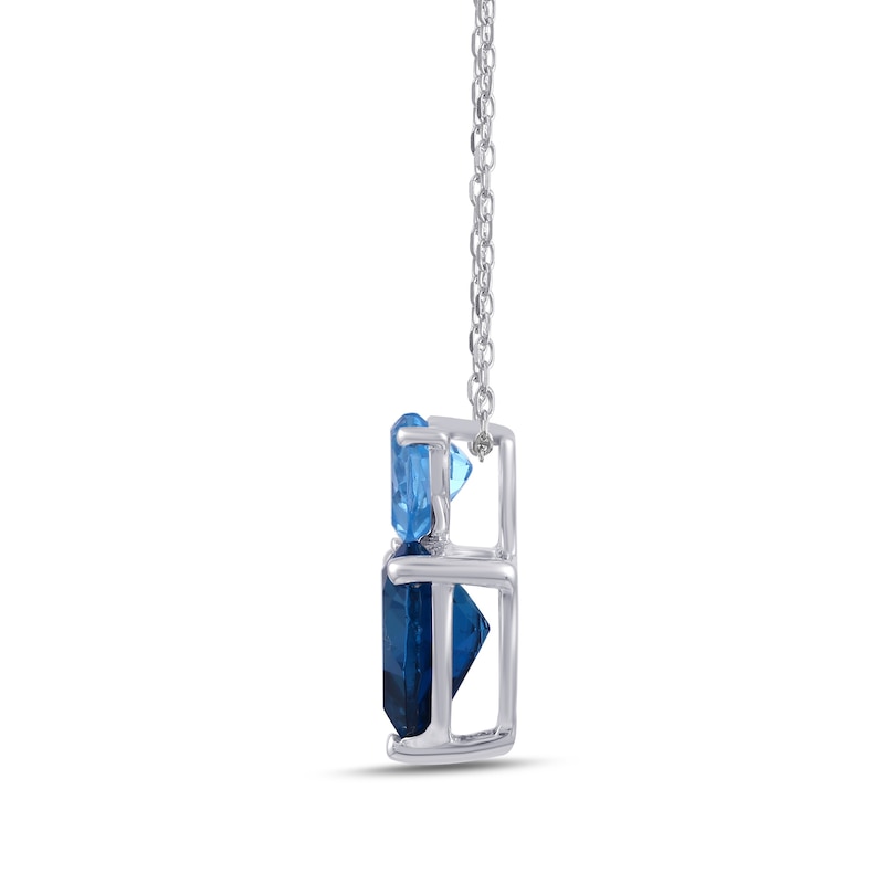 Main Image 2 of London and Swiss Blue Topaz Double Heart Drop Pendant in Sterling Silver