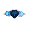 Thumbnail Image 3 of Heart-Shaped London and Swiss Blue Topaz with White Lab-Created Sapphire Three Stone Ring in Sterling Silver