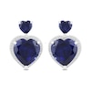 Thumbnail Image 1 of Blue and White Lab-Created Sapphire Frame Double Heart Drop Earrings in Sterling Silver