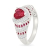 Thumbnail Image 2 of 6.0mm Heart-Shaped Lab-Created Ruby and White Lab-Created Sapphire Ring in Sterling Silver