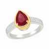 Thumbnail Image 1 of Pear-Shaped Lab-Created Ruby and White Lab-Created Sapphire Ring in Sterling Silver and 10K Gold
