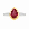 Thumbnail Image 3 of Pear-Shaped Lab-Created Ruby and White Lab-Created Sapphire Ring in Sterling Silver and 10K Gold