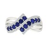 Thumbnail Image 3 of Blue and White Lab-Created Sapphire Multi-Row Ring in Sterling Silver