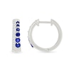 Thumbnail Image 2 of Blue and White Lab-Created Sapphire Hoop Earrings in Sterling Silver