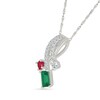 Thumbnail Image 2 of Emerald-Cut Lab-Created Emerald, Lab-Created Ruby, and White Lab-Created Sapphire Pendant in Sterling Silver