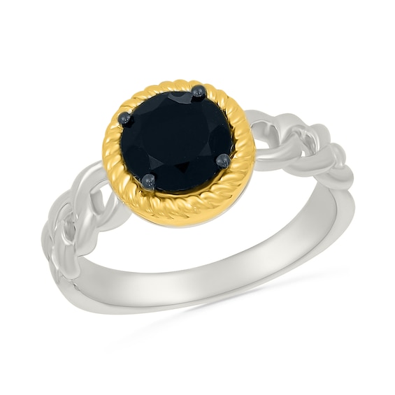 7.0mm Black Onyx Ring in Sterling Silver with 10K Gold Plate