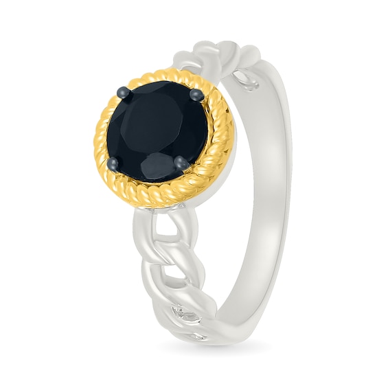 7.0mm Black Onyx Ring in Sterling Silver with 10K Gold Plate