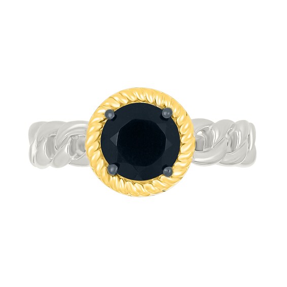 7.0mm Black Onyx Ring in Sterling Silver with 10K Gold Plate