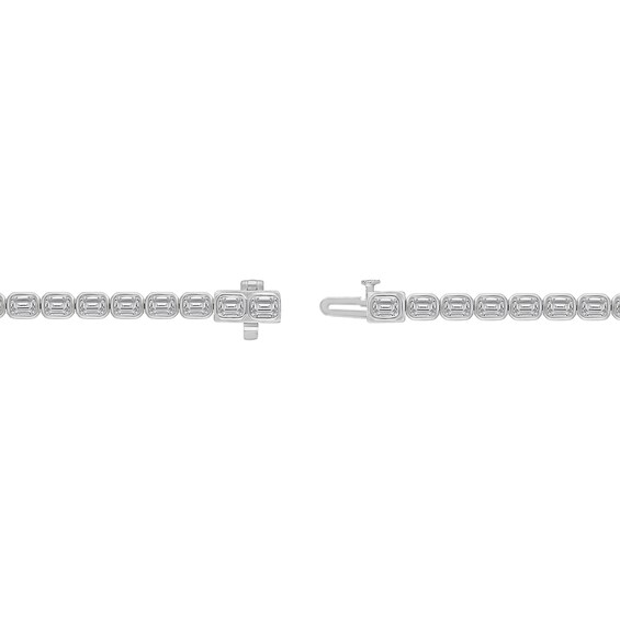 5 CT. T.w. Emerald-Cut Certified Lab-Grown Diamond Bezel-Set Tennis Bracelet in 10K White Gold (F/Vs2) - 7.1â