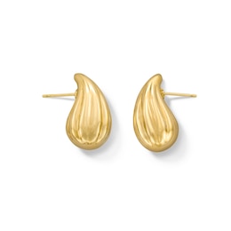 Sculpted Ribbed Teardrop Earrings in Hollow 14K Gold