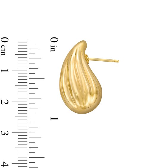 Sculpted Ribbed Teardrop Earrings in Hollow 14K Gold
