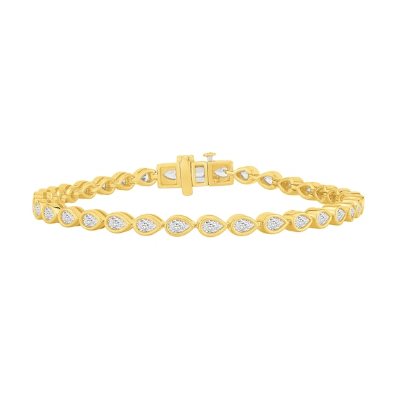 3 CT. T.w. Pear-Shaped Certified Lab-Grown Diamond Bezel-Set Tennis Bracelet in 10K Gold (F/Vs2)