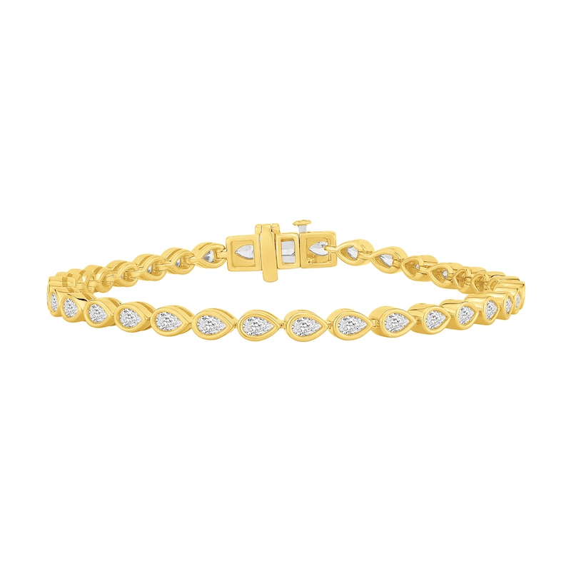 Main Image 1 of 3 CT. T.W. Pear-Shaped Certified Lab-Grown Diamond Bezel-Set Tennis Bracelet in 10K Gold (F/VS2)
