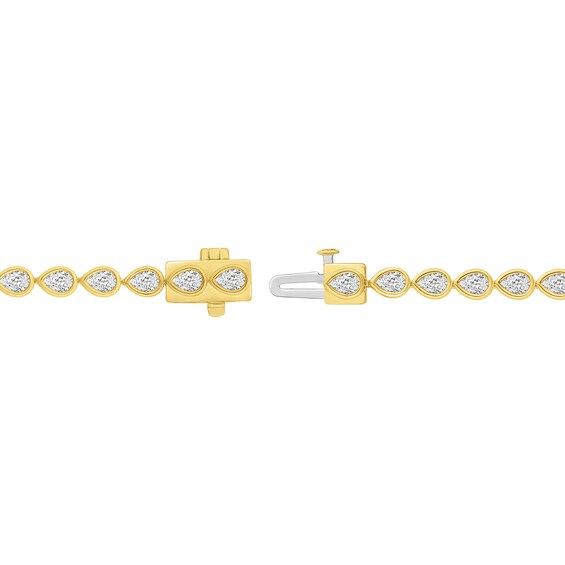 3 CT. T.w. Pear-Shaped Certified Lab-Grown Diamond Bezel-Set Tennis Bracelet in 10K Gold (F/Vs2)