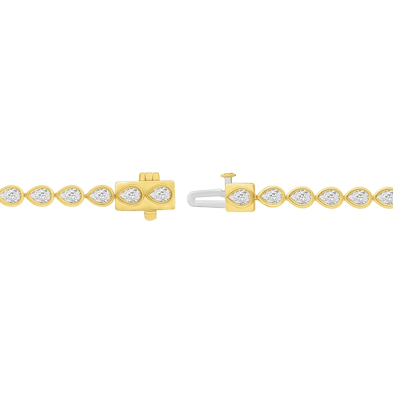 Main Image 2 of 3 CT. T.W. Pear-Shaped Certified Lab-Grown Diamond Bezel-Set Tennis Bracelet in 10K Gold (F/VS2)