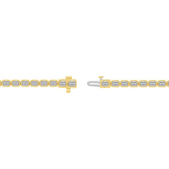 5 CT. T.w. Emerald-Cut Certified Lab-Grown Diamond Bezel-Set Tennis Bracelet in 10K Gold (F/Vs2) - 7.1â