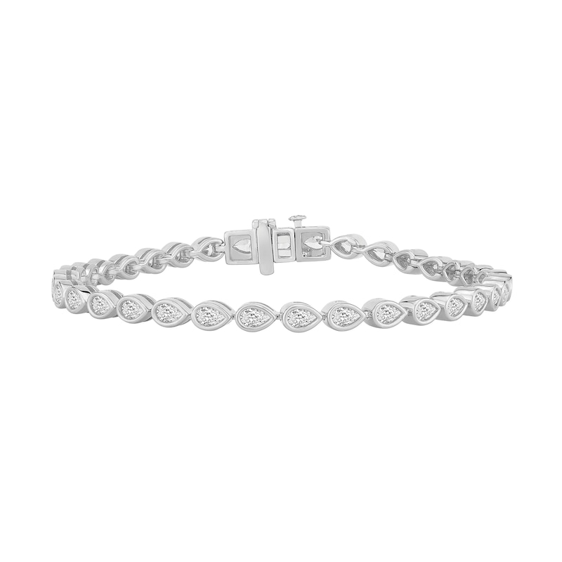 Main Image 1 of 3 CT. T.W. Pear-Shaped Certified Lab-Grown Diamond Bezel-Set Tennis Bracelet in 10K White Gold (F/VS2)